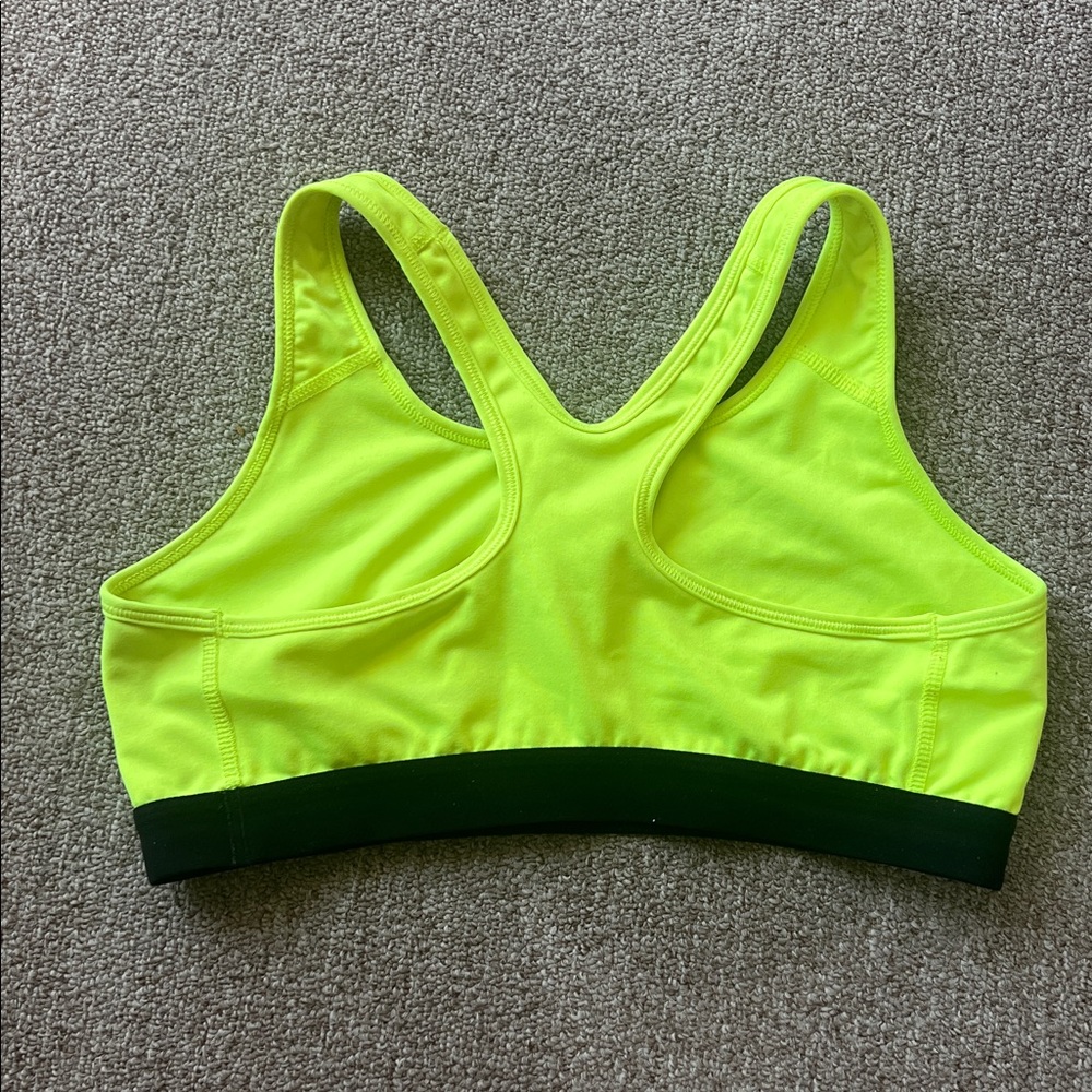 Nike Dri Fit Neon Yellow & Black Sports Bra size large - Picture 2 of 3